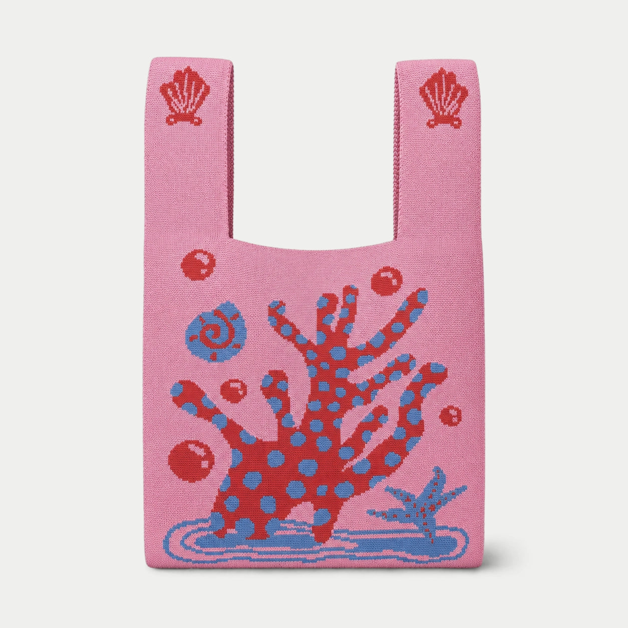 Coral Pattern Knit Tote Bag