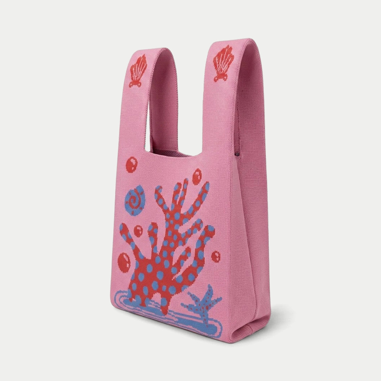 Coral Pattern Knit Tote Bag