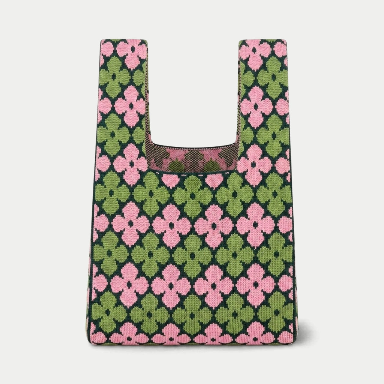 Vintage Floral Knit Tote Bag