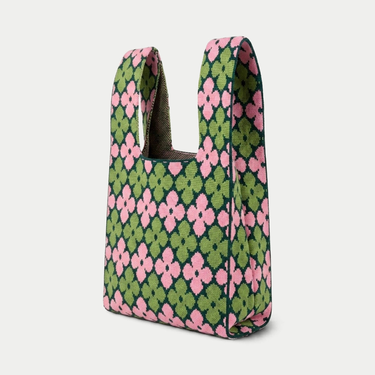 Vintage Floral Knit Tote Bag