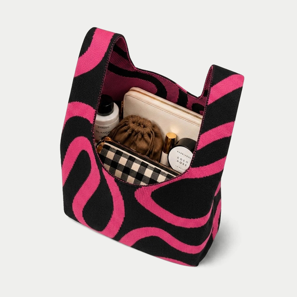 Neon Wave Knit Tote Bag