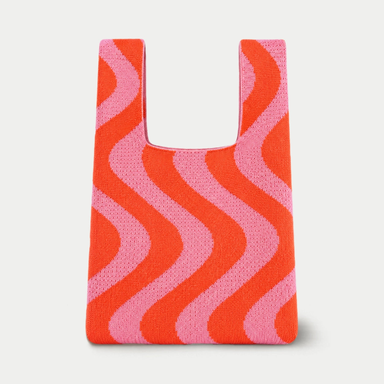 Wavy Stripe Knit Tote Bag