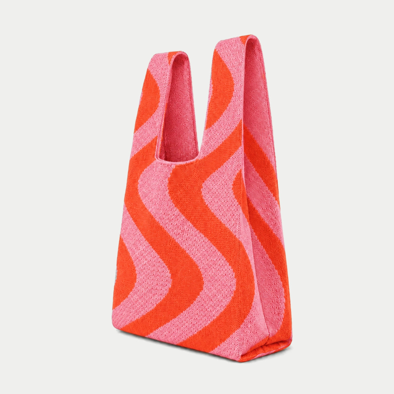 Wavy Stripe Knit Tote Bag