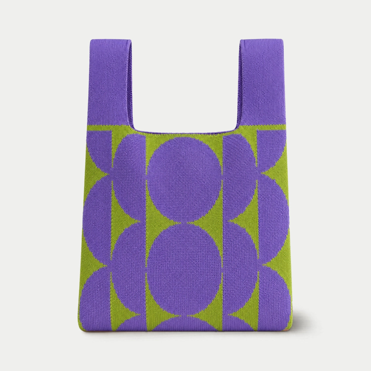 Circle Pattern Knit Tote Bag
