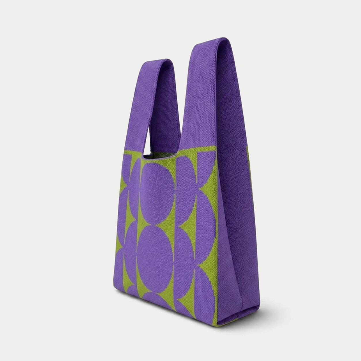 Circle Pattern Knit Tote Bag