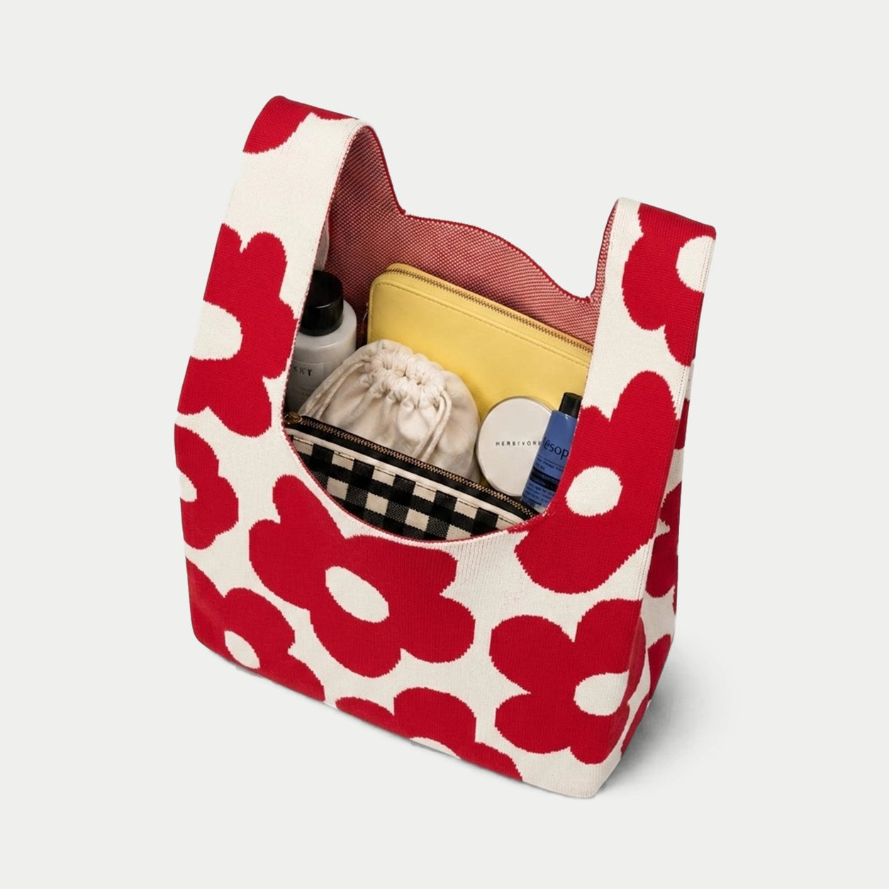 All Over Floral Knit Tote Bag