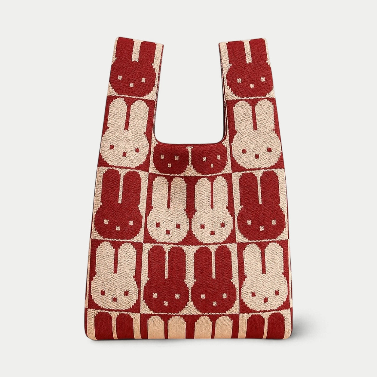 Bunny Grid Knit Tote Bag