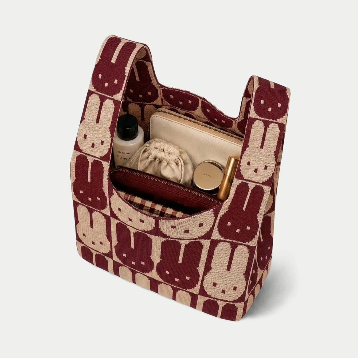 Bunny Grid Knit Tote Bag