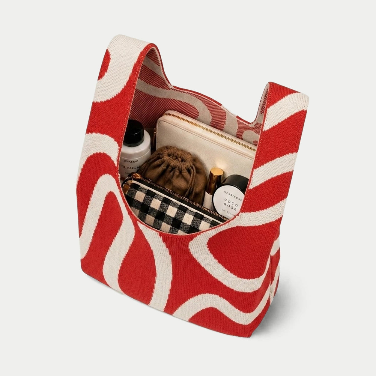 Neon Wave Knit Tote Bag