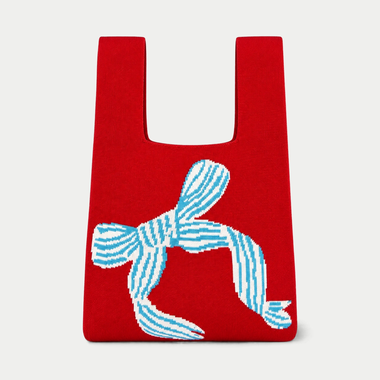 Ribbon Pattern Knit Tote Bag