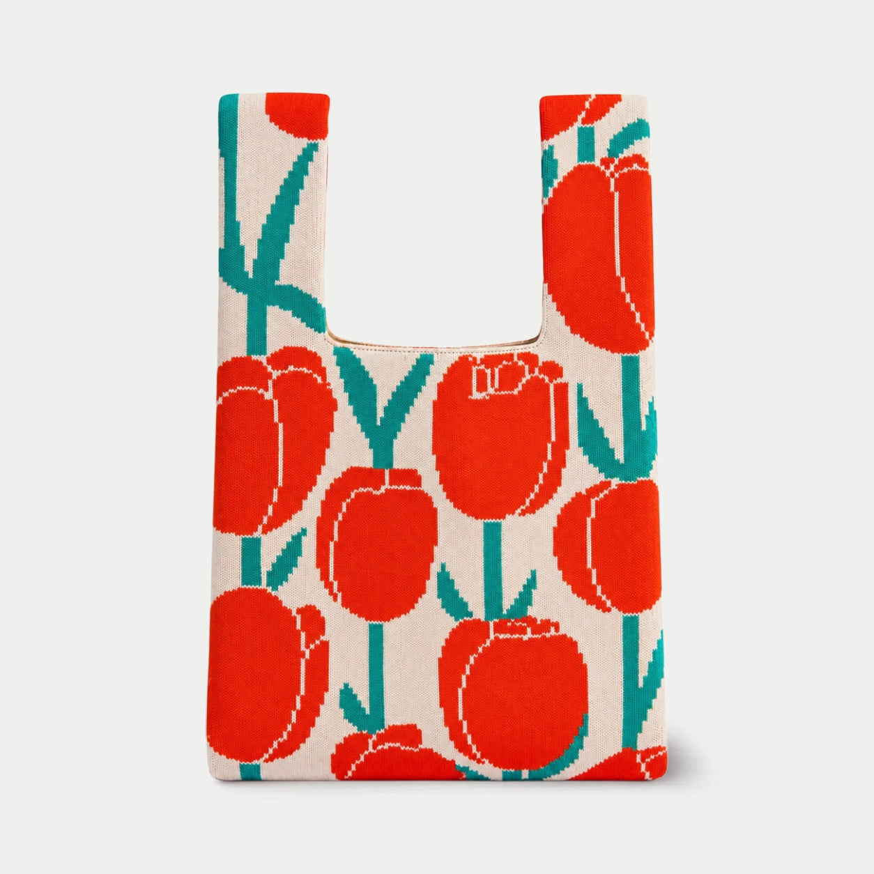 Tulip Pattern Knit Tote Bag