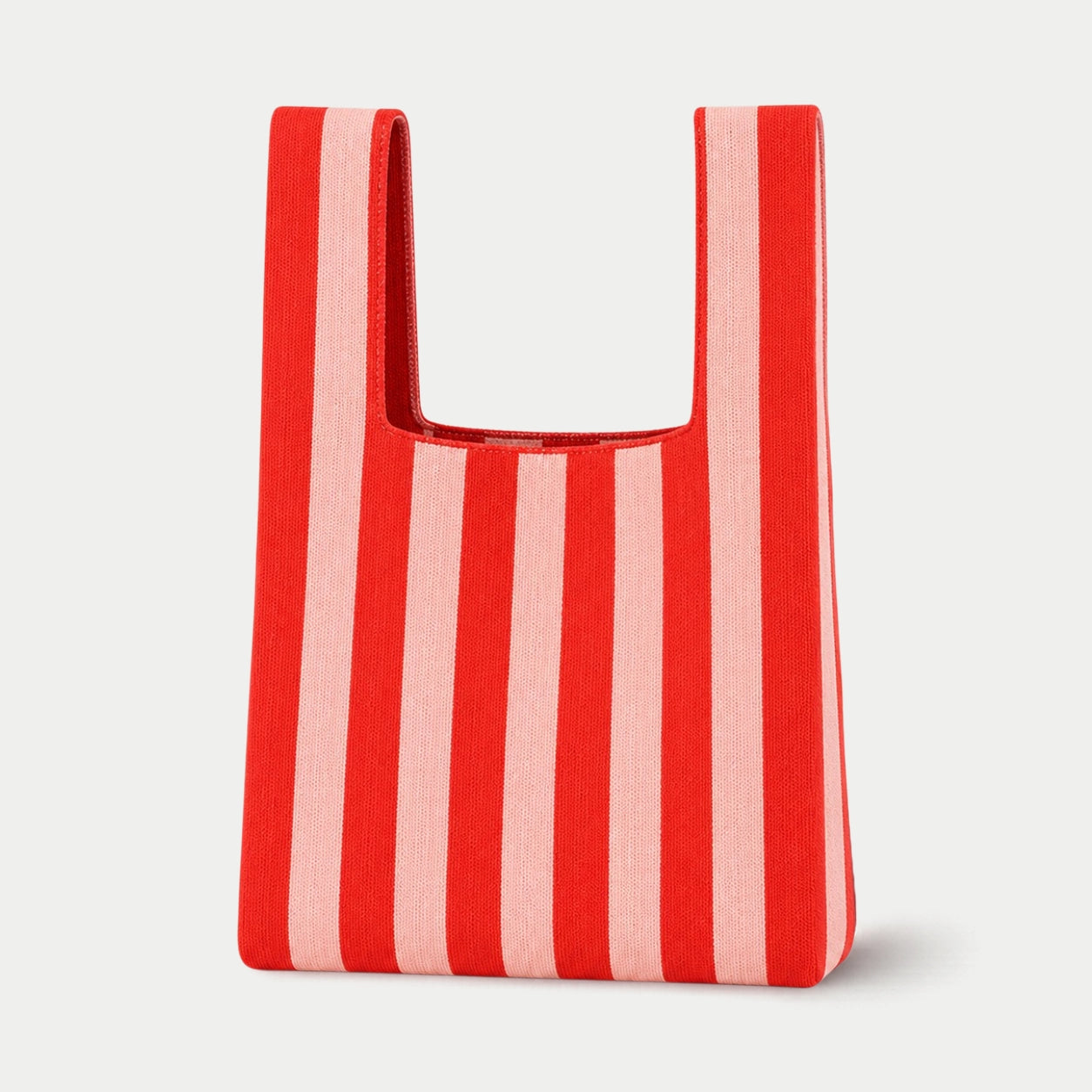 Vertical Stripe Knit Tote Bag