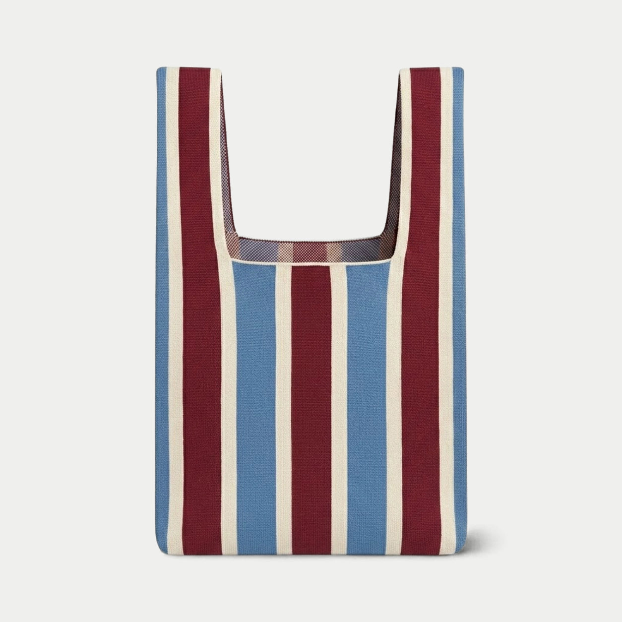 Wide Vertical Stripe Knit Tote Bag