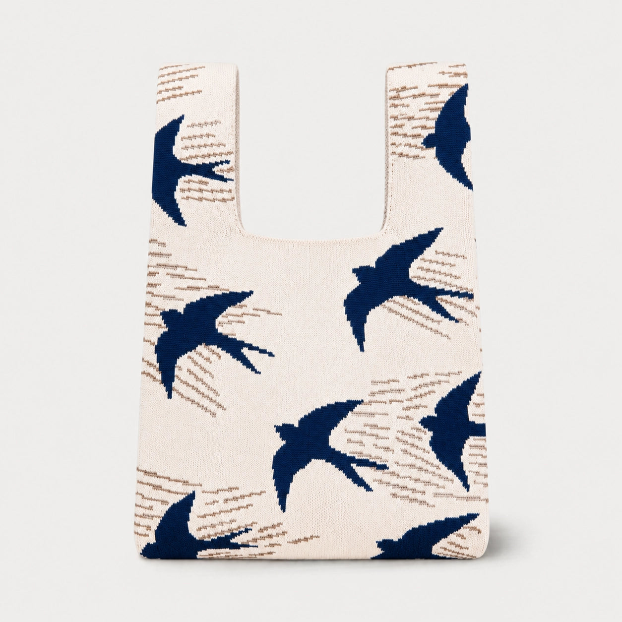 Swallow Pattern Knit Tote Bag