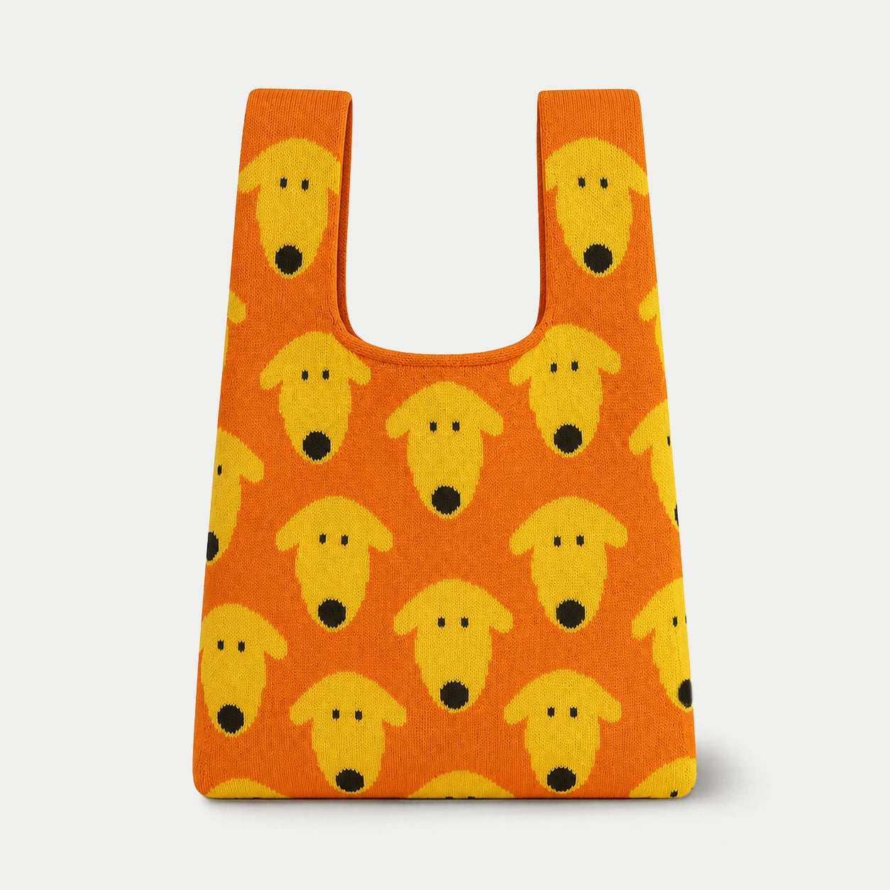 Banana Dog Pattern Knit Tote Bag