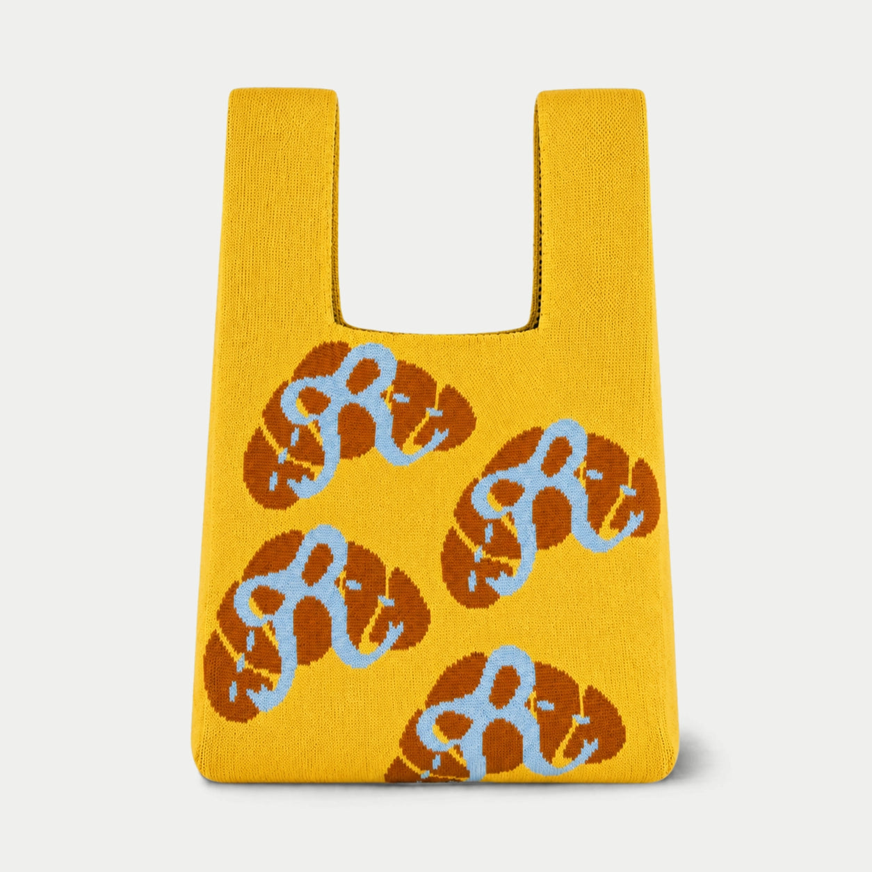 Croissant Pattern Knit Tote Bag