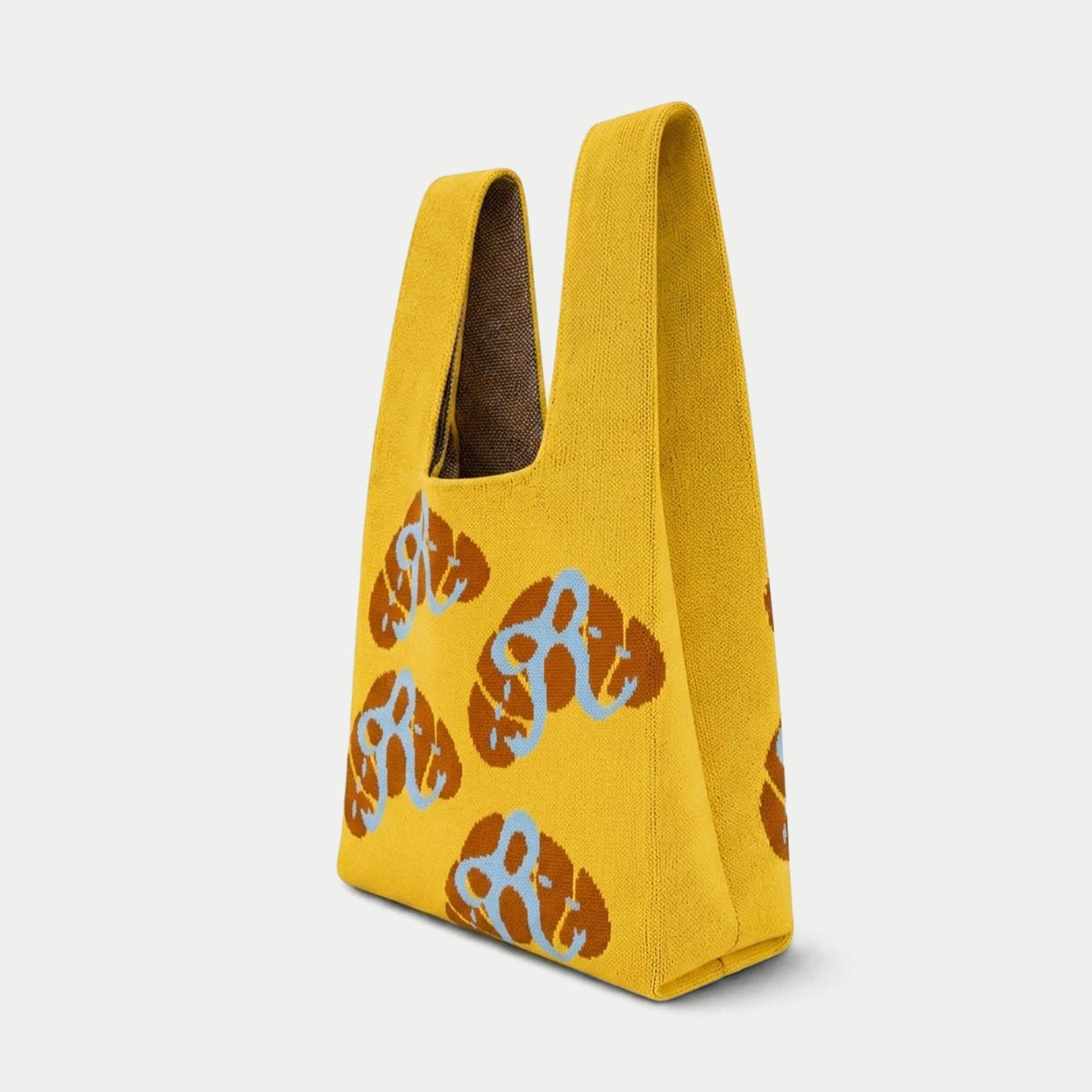 Croissant Pattern Knit Tote Bag