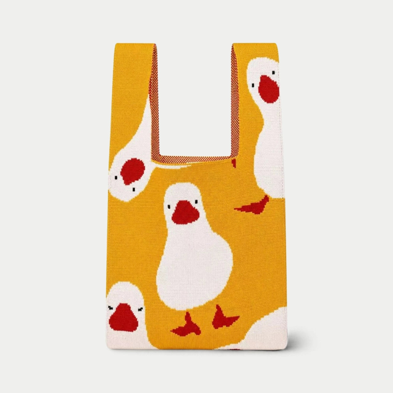 Duck Pattern Knit Tote Bag