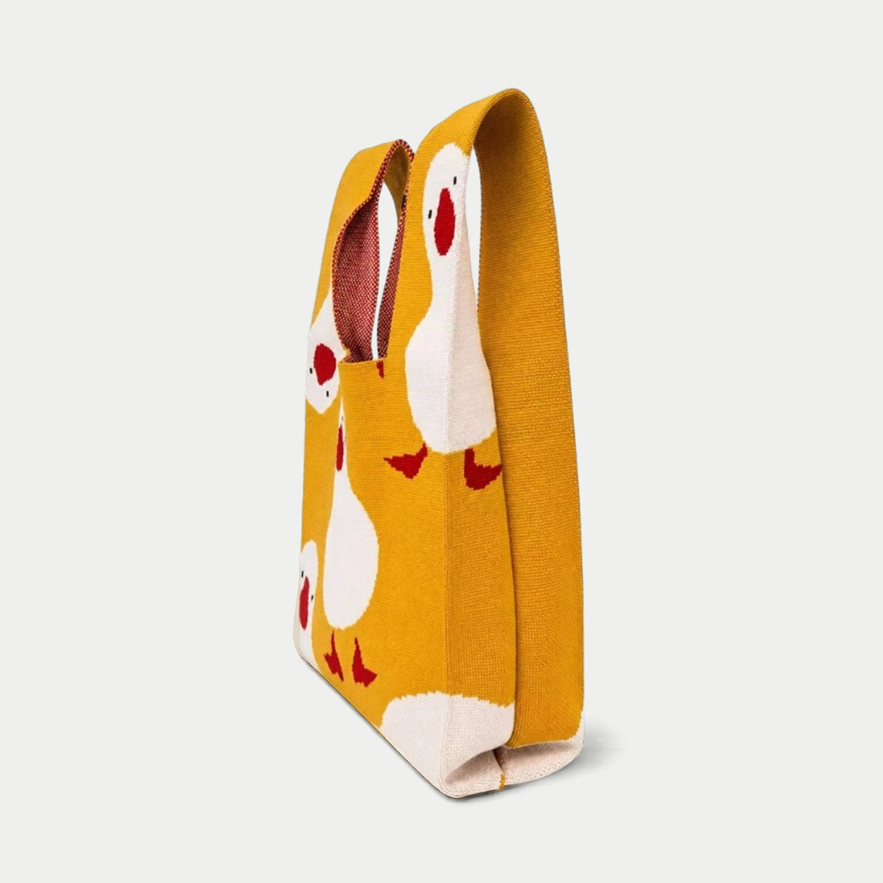 Duck Pattern Knit Tote Bag