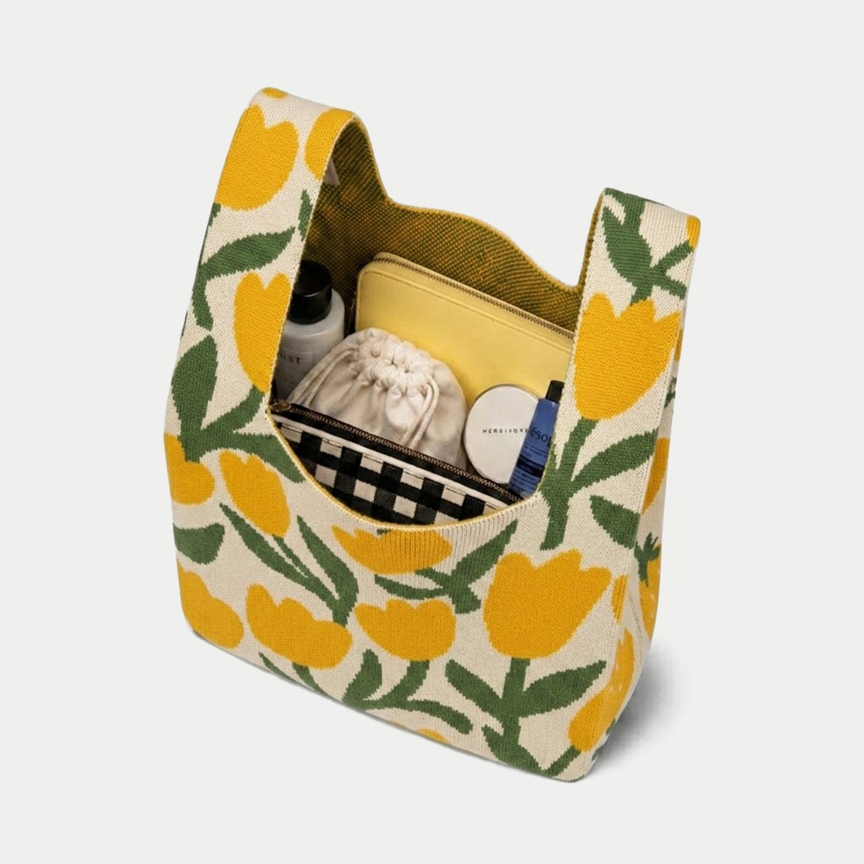 Graphic Tulip Knit Tote Bag