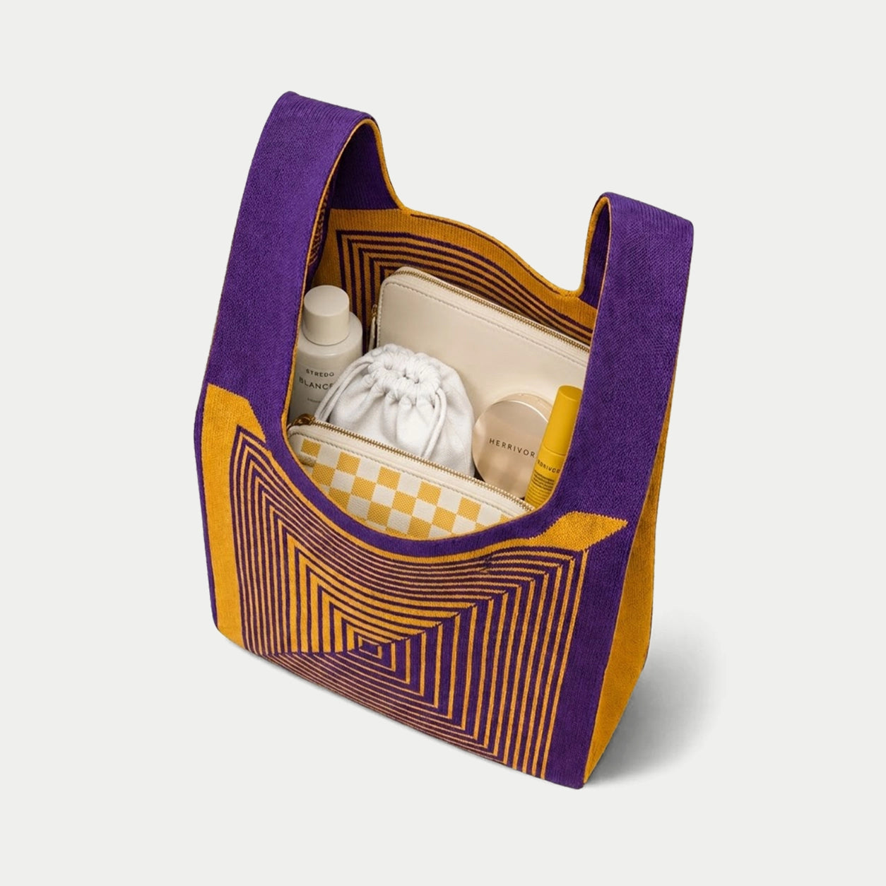 Geometric Maze Knit Tote Bag