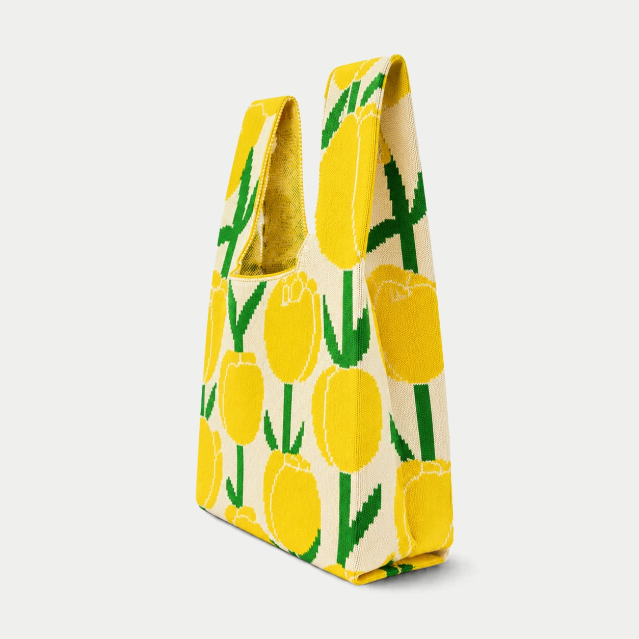 Tulip Pattern Knit Tote Bag